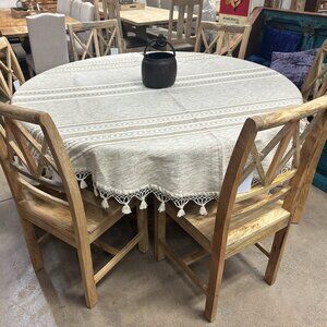75'' Round Tablecloth from Oaxaca Mexico made with 100 % Handloom cotton fabric.